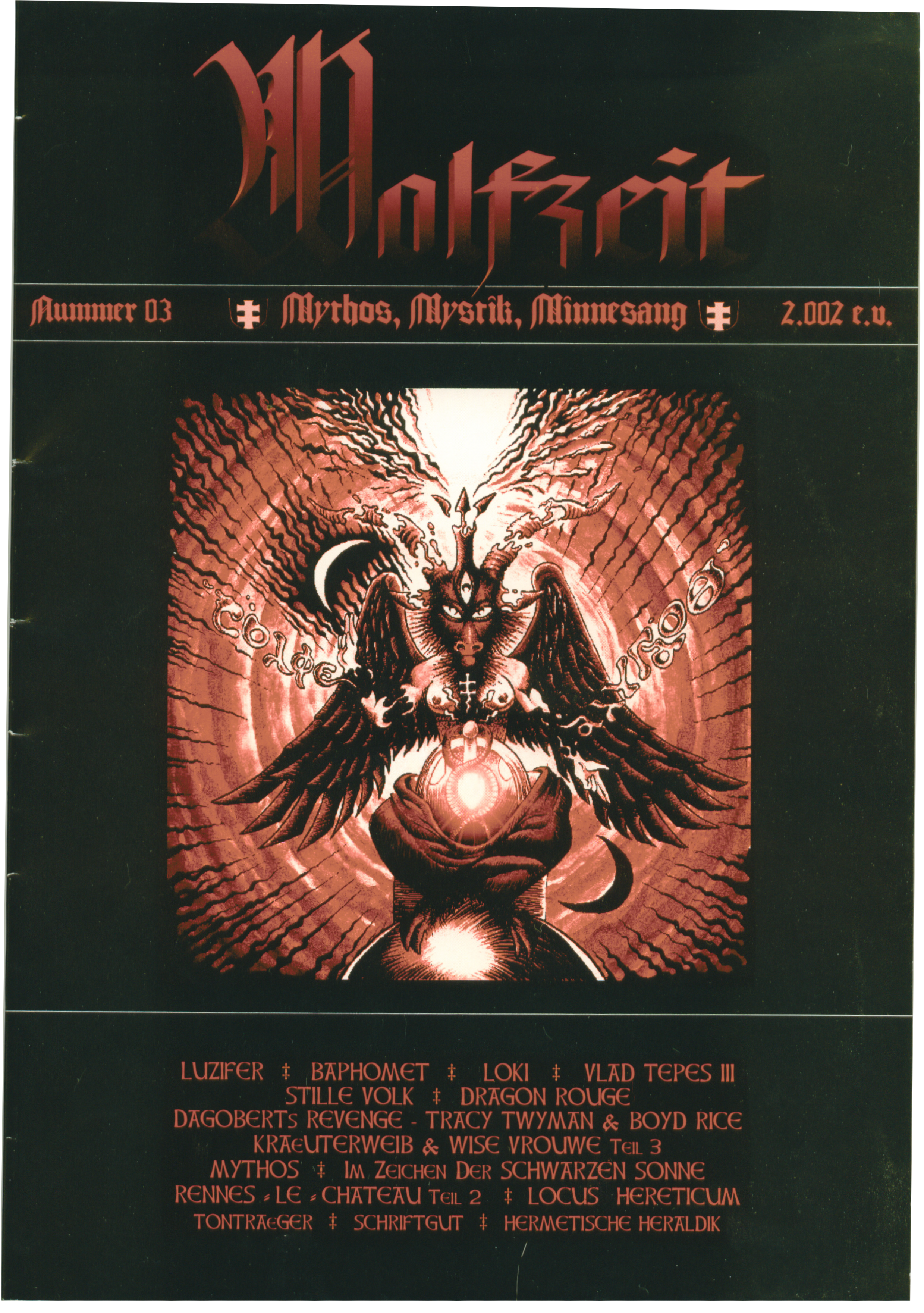 Wolfzeit Magazine with Baphomet cover, issue with Tracy Twyman and Boyd Rice